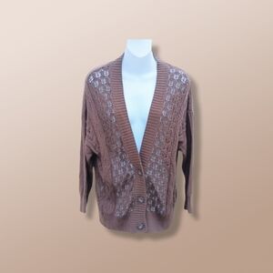 Northcrest Cardigan Sweater 3 Buttons Dark Brown Size L